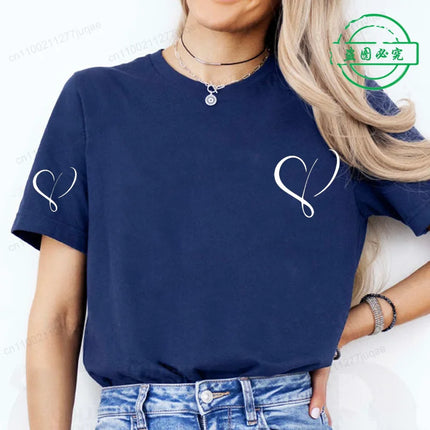 Women Love Heart Design T-Shirts Fashion Casual Short Sleeve T-shirt Heart Personalised Graphic Tshirts RED Women T Shirts Ts01