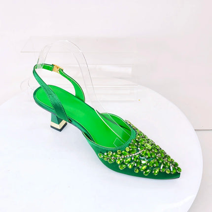 INSIGHTLINK Sky blue/Green/Gold/Purple Rhinestones High Heels Sandals With Clutch Bags For Wedding Party Lady Shoes And Bag Set