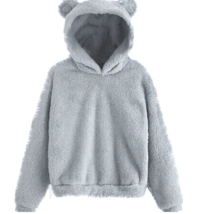 Autumn Winter Women's Hoodies Winter Women Long Sleeve Rabbit Ear Hood Sweatshirt Cute Plush Warm Casual Hoodie Tops