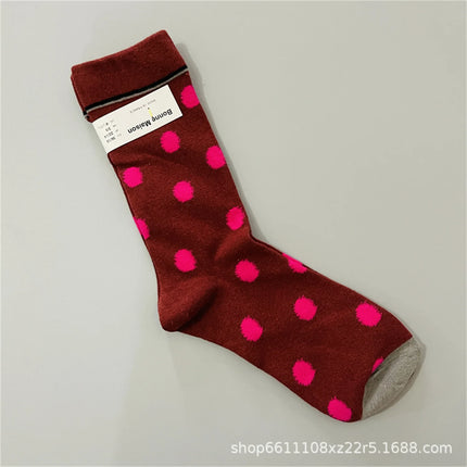 Bonne Maison French Small Batch Women's Fun Oil Painting Style Mid-Calf Cotton Dopaamine Colorful Socks Moisture Wicking Sweat