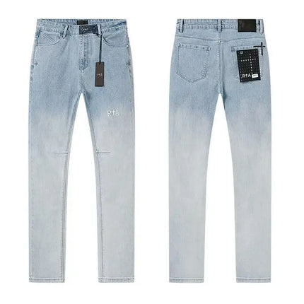 2026 RTA Men's Slim Fit Jeans Collection Distressed Ripped Paint Splatter Studded Patch Vintage Washed Streetwear Fashion Pants