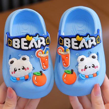 Summer Kids Sandals Hole Children's Shoes Slippers Soft Anti-Skid Cartoon DIY Design Hole Baby Shoes Sandy Beach For Boys Girls