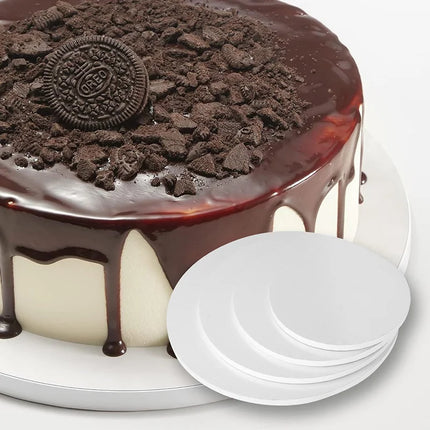 8/10/12/14inch Silvery Coated Round Cake Board Diameter Available Circle Cardboard Base Dessert Tray Mousse Cake Decor Supplies