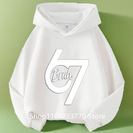 Spring And Autumn Single Casual Fashion Christmas #67 Boys Black Hoodie, Six Seven, Hand Support 67 Cartoon Print Pattern