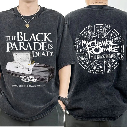 My Chemical Romance Band Washed T-shirt Long Live The Black Parade Tour Merch T-shirts Men Women Gothic Punk Oversized T Shirts