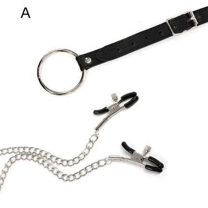 Nipple Clamps with Penis Ring Stainless Metal Long Chain Testis Bondage Nipple Stimulator Erotic BDSM Sex Toys for Couples