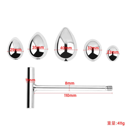 5 Size Ball Anal Plug Wand Sex Toy Prostate Massager Long Metal Butt Plug Dilator Anal Ball Stick Adult Goods G Spot Stimulate