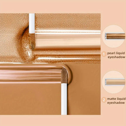 6pcs Liquid Eyeshadow Set,Pearly Glitter Matte Double Ended Eyeshadow,Pearly And Matte Finish,Smooth Delicate Texture Eyeshadow