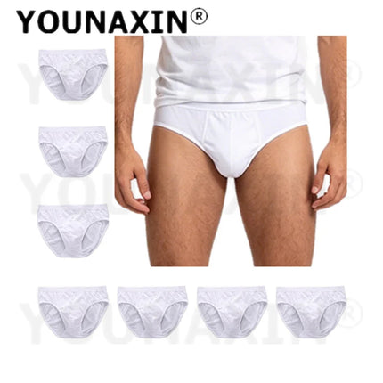 7 Pieces Men's White Cotton Briefs Large Size Underwear Panties Boy Undershorts Knickers Undies L XL 2XL 3XL 4XL 5XL 6XL 7XL 8XL