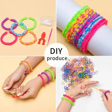 Colorful Rubber Bands DIY Craft Bracelet Making Kit Creative Loom Bands Set Rainbow Woven Teens Friendship Bracelet Craft Toys
