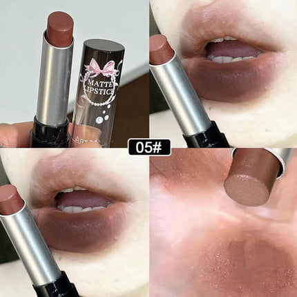 Moisturizing Velvet Matte Lipstick Mousse Long-lasting Waterproof Lightweight Natural Warm Brown Toned Lip Tint Makeup