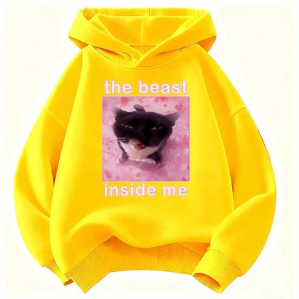 Kawaii The Beast Inside Me Cat Meme Hoodie Children's Sweatshirt Cute Hoody for Boys Girls Autumn Winter Casual Hoodies