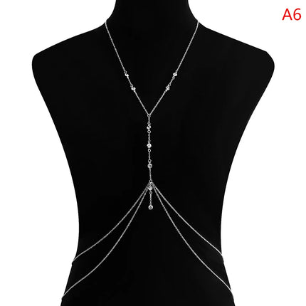 Metal Body Bust Chain Jewelry For Women Sexy Bikini Ladies Breast Crystal Breast Chain Necklace Decoration Summer Body Jewelry