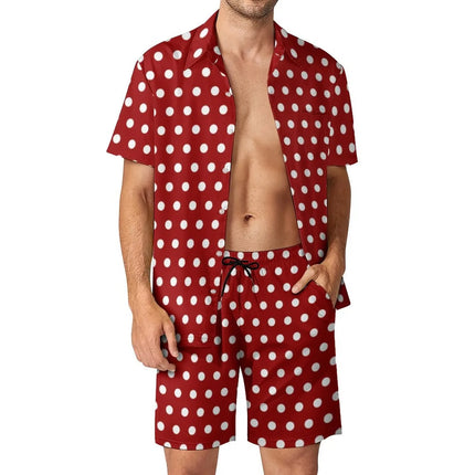 Shirt Set Men's Summer 3D Printed Polka Dot Shirt (no Pockets) And Shorts Set Men's Casual Fresh Simple Lapel Hawaiian Shirt