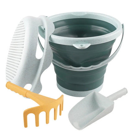 4 in 1 New Style 4 Piece Beach Toy Set Collapsible Bucket, Shovel and Rake Easy to Carry and Catch the Sea Bucket Toys.2025