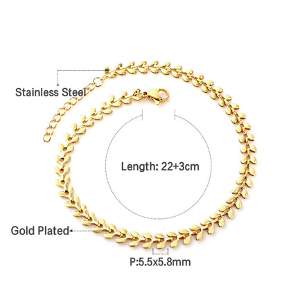 LUXUSTEEL Fashion Stainless Steel Anklets For Women Girls Boho Golden Color Leaf Arrow Ankle Bracelet Ocean Beach Foot Jewelry