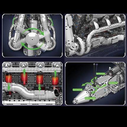 Mould King 10168 Technical Car Engine Toys The V8 Tmin-Turbo Engine Building Block Assembly Engine Brick Set Kids Christmas Gift