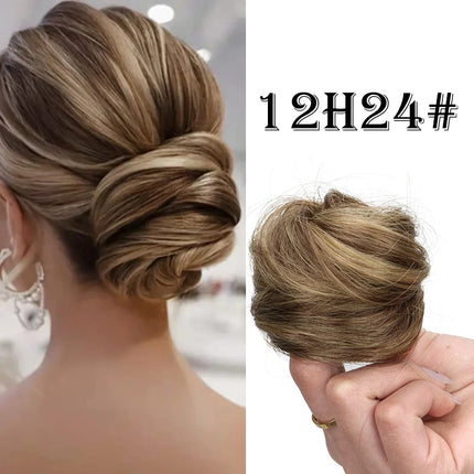 Synthetic Messy Bun Hair Piece Chignon Extension Mini Rubber Band Hair Bun Scrunchies Donut Hair Accessory Easy to Wear