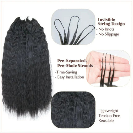 Kinky Straight Crochet Hair Pre-Looped Human Hair Boho Braids & Twists Buttery Soft Lightweight Feather Texture Hair Extensions