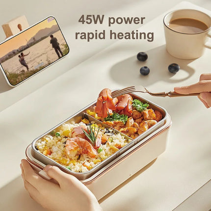 Electric Lunch Box Office Fast Heated Lunch Box Portable Water-free Food Heater 304 Stainless Steel Insulated Lunch Box 800ml