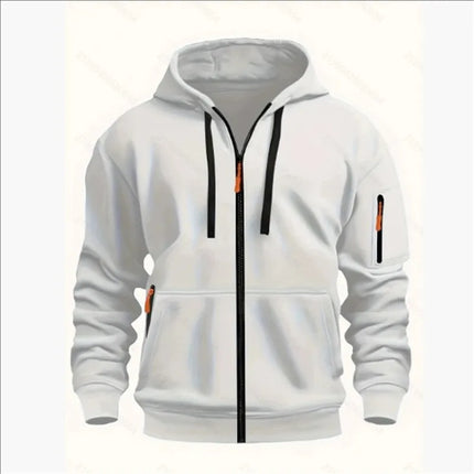 Men's Sweatshirts with Zipper Pockets Thin Solid Color Half Tracksuit Casual Outdoor Hooded Tracksuit Long Sleeves Jacket Coats