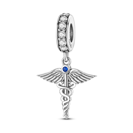 Inlaid Zircon Charm Beads 925 Sterling Silver Color Love Heart Snake Dangle Fit Original Bangle Bracelet Charms Pendant Jewelry