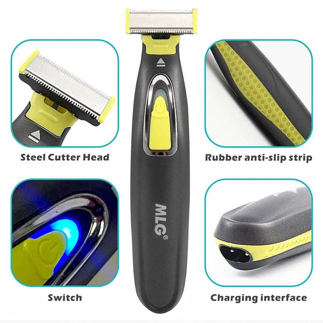 MLG Electric Shaver For Men and Women Portable Full Body Trimmer USB T-Shaped Blade Razor For Beard, Armpit, Washable