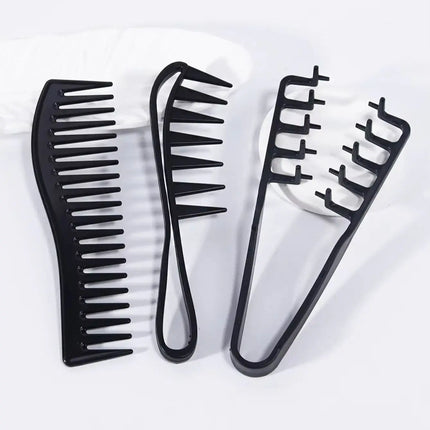 3pcs/set hair comb set, hair salon hair grabbing tool, curved wide tooth comb, curved handle comb, special for real hair wigs