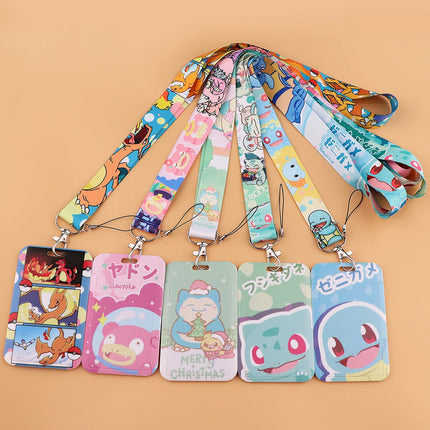 Anime Characters Card Holder Cute Gengar Lanyard Keychain ID Credit Bus Card Cover Hang Rope Lariat Lanyard Key Rings Fans Gifts