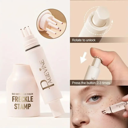 Fake Freckle Pen, Natural and Realistic Freckle Makeup for Sun-Kissed Face, Waterproof,Long-Lasting, Quick-Drying, 5-Point Stamp