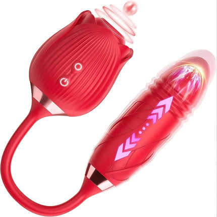 Powerful Sucker Vibrator Female Telescopic Nipple Clitoris Stimulation Dildo Thrusting Licking Vagin Massager Adult Sex Toys