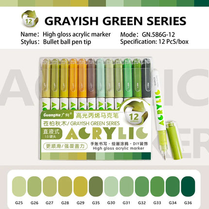 Guangna 168/72 Colors High Gloss Acrylic Marker Pen Set,Hard Headed Drawing Pens,Professional-Grade Paint Pen for DIY Graffiti