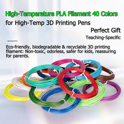 40 Colors 3D Pen Filament 1.75mm PLA Each Color 33 Feet 10m Glow-in-the-Dark 3D Filament Perfect Child Gift & Teaching-Specific