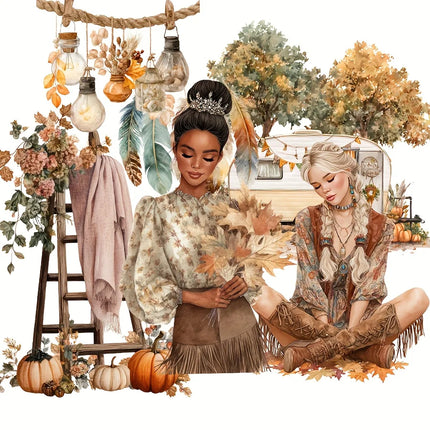 117pcs-144pcs Autumn Theme Stickers for Gift Wrapping Decor, Paper Craft, Album Journal Sticker, Scrapbooking Supplies, Clip Art