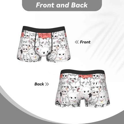 Men Boykisser Silly Cat Boxer Briefs Shorts Panties Soft Underwear Cartoon Furry Male Funny Plus Size Underpants