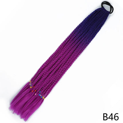 AZQUEEN Synthetic Gradient Color Dirty Braided Ponytail 60CM Elastic Rubber Band Braiding Pony Tail Hair Extensions For Girls