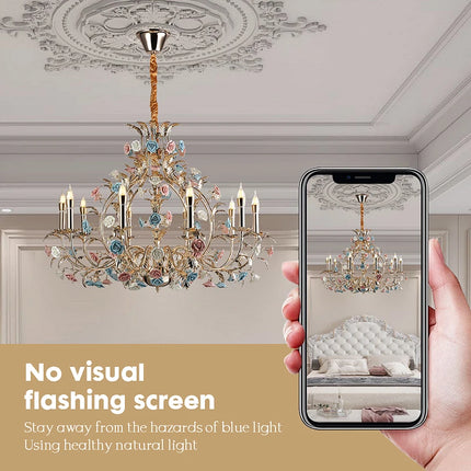 European Floral Design Chandelier Modern Rose Decorative Chandelier Lighting Nordic Living Room Ceramic Flower Chandelier