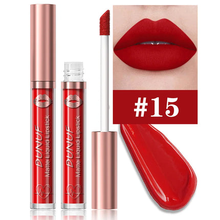 DUNUF 18 Color Matte Velvet Lipstick Waterproof Long-lasting Nude Matte Lip Gloss Clear Moisturizing Lip Oil for Women Makeup