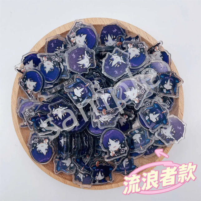 Game Impact Focalors Forina 20Pcs 2cm Patch Keychain Hair Tie Refrigerator Sticker Phone Case DIY Accessories Acrylic Sheets