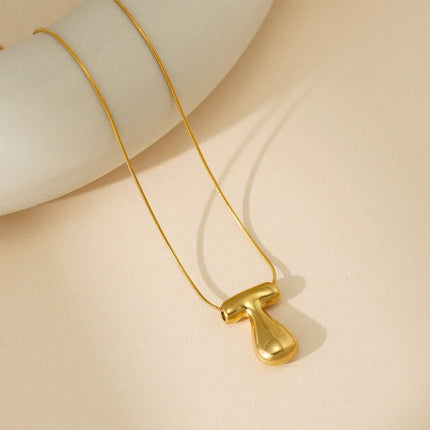 CARLIDANA Initial Stainless Steel Women Gold Plated Bubble Balloon Letter Personalized Round Snake Chain Chunky Name Necklace
