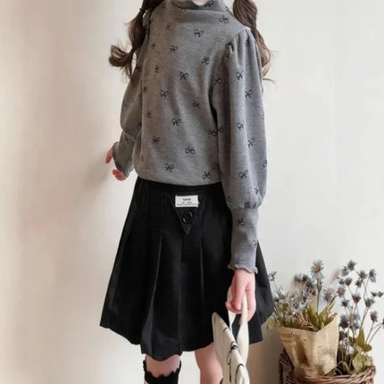 Girls' High-Neck Base Shirt, Kids' Autumn Winter Long-Sleeve T-Shirt, Winter Warm Baby Girl Top
