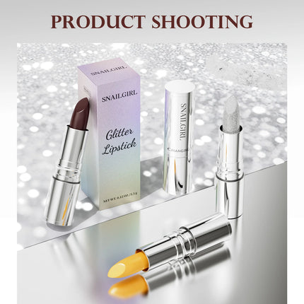 Temperature Color Changing Glitter Lipstick Waterproof Long Lasting Moisturizing Velvet Matte Lip Tint Red Pink Sexy Lips Makeup