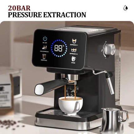 Semi-Automatic Espresso Machine 110V-240V | 15Bar Professional Italian Coffee Maker with Milk Frother & Steam Wand | Compact for
