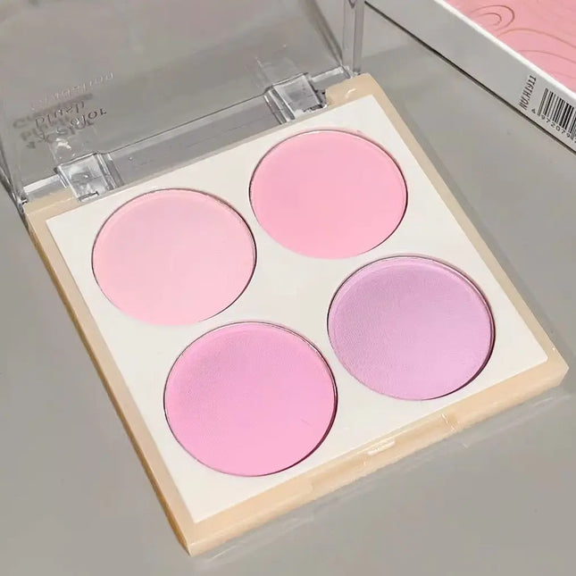 4-color matte blush, peach pink, coral blush powder, Korean low saturation soft focus blush, can brighten, create 3D look