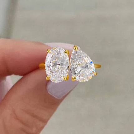 925 Sterling Silver Simple Classic Zircon Pear Shaped Oval Ring For Women Engagement Wedding Luxury High Quality Fine Jewelry