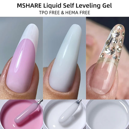 MSHARE Liquid Acrylic Gel Acrygel TPO Free Builder Nail Gel For Nails Extension Constuction Self Level Soak Off UV LED Gel Jar