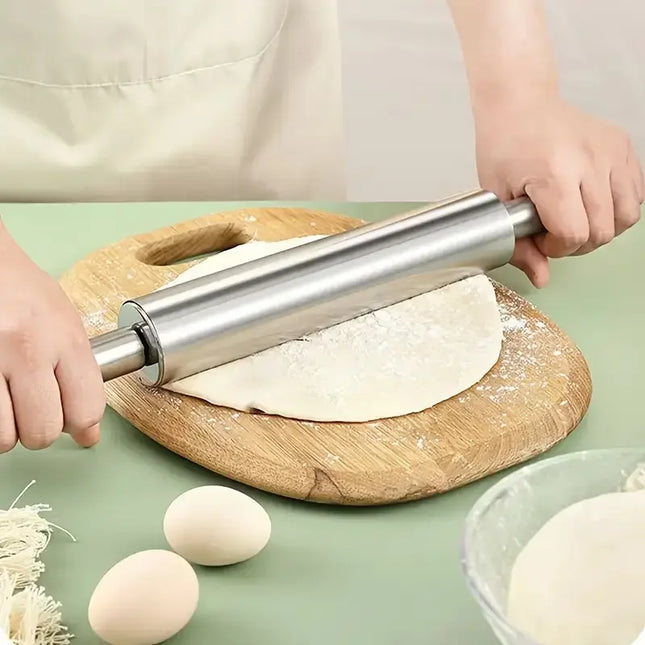 1PCS Stainless Steel Rolling Pin for Baking, Non-Stick Easy Clean Dough Roller,Kitchen Pastry Tools for Pie Crust Cookie Dough