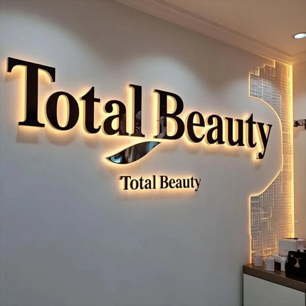 Custom Business Logo Illuminated Backlit Sign 3D Metal Letters Stainless Steel Outdoor Office Wall Signage for Dropshipping