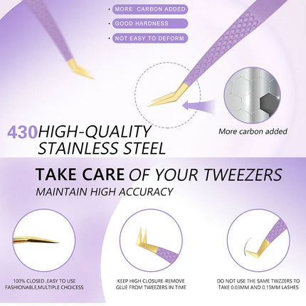 AILEISHI Eyelashes Tweezers Stainless Steel Superhard Tweezers High Precision Anti-static Tweezers For Eyelash Extensions Tools