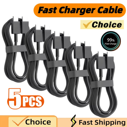 5PCS PD 100W USB Type C to C Fast Charge Cable for Samsung S22 S23 S24 S25 Plus Note Ultra A53 A54 Charging Data Cable